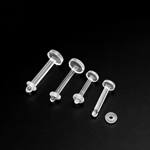 Set de piercing de nariz transparente bioflex, pequeños pernos invisibles joyas detalles