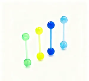 Colorful UV acrylic tongue bar piercing jewelry set, clear straight barbell body for piercing.