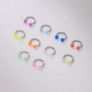 Colorful acrylic ball stainless steel horseshoe rings for fashion body piercing jewelry.