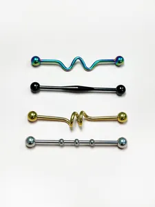 Punk stainless steel industrial piercing bar set, body jewelry and cartilage earrings.