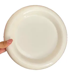 Assiette plate en ceramique ronde epaisse vaisselle pour petit dejeuner salade steak
