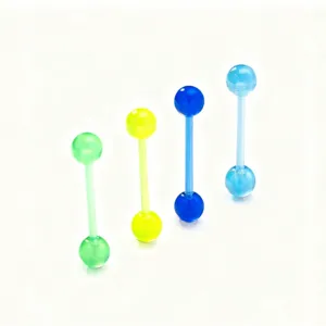 Luminous Tongue Rings Acrylic Soft Bar Geometric Body Piercing Jewelry Unisex Minimalist Glow In The Dark Tongue Studs Accessories