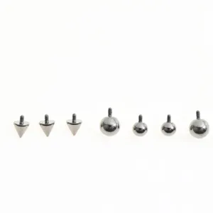 Stainless steel body piercing replacement balls and spikes set, ideal for nose and lip rings.