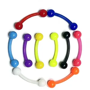 Acrylic Curved Barbell Eyebrow Rings Piercing Jewelry Colorful Double Ball Lip Piercing Stud Replacement Ball Body Jewelry For Women Men