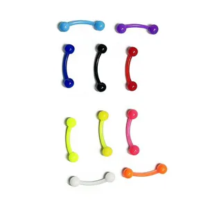 Colorful acrylic curved barbell eyebrow ring body piercing jewelry main display