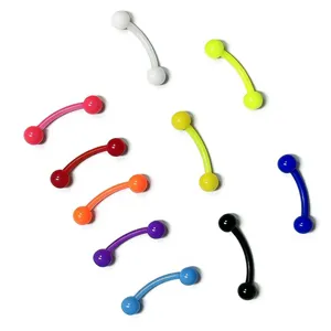 Colored curved barbell eyebrow rings piercing body jewelry set for daily wear and fashion.