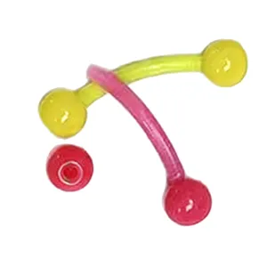 Colorful acrylic curved barbell eyebrow piercing jewelry and replacement balls set for body art.