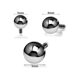 Titanium body piercing balls replacement 3mm 4mm 5mm threaded studs jewelry accessories.