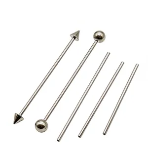 Titanium body piercing jewelry straight barbell detail view, safe metal items for body