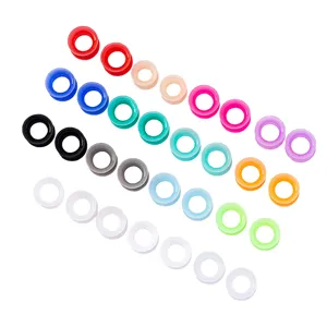 Colorful silicone ear tunnels and plugs gauge flesh piercing jewelry detail display.