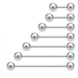 Stainless steel straight barbell tongue lip ear cartilage piercing jewelry varying lengths