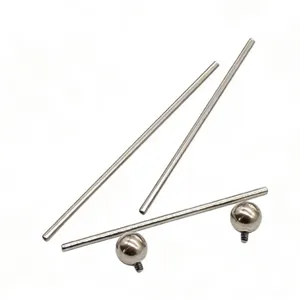 Titanium body piercing jewelry replacement parts straight barbell and threaded balls detail view