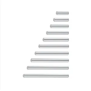 Titanium body piercing straight barbell labret stud variant length display, 10 sizes.
