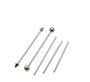 Detail view of titanium body piercing jewelry straight barbells and accessories for secure wear.