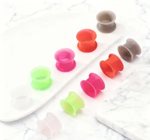 Colorful silicone ear gauges plugs tunnels flesh stretchers body piercing jewelry items.