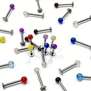 Stainless steel colorful lip labret studs piercing body jewelry set for daily wear wholesale.