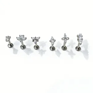 Titanium Labret Studs CZ Crystal Body Piercing Jewelry Set Multi Style Main View