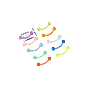 Acrylic Luminous Eyebrow Rings Multicolor Curved Barbell Piercing Body Jewelry Candy Colors Glow In Dark Piercing Rings For Men Women
