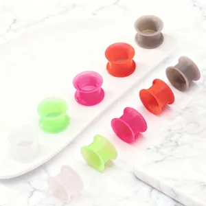 Colorful silicone ear tunnels and plugs hollow flesh gauges body piercing jewelry main view