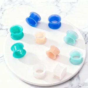 Colorful silicone ear tunnels and flesh plugs for body piercing fashion accessories