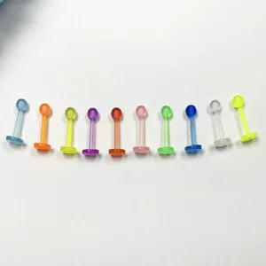 Acrylic labret studs colorful piercing body jewelry UV soft stem ear cartilage piercing rings