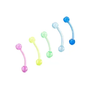 Set of 5 colorful acrylic curved barbell eyebrow rings body piercing jewelry candy colors