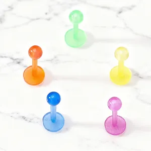 Colorful acrylic lip rings flexible UV piercing jewelry for cartilage tragus body studs