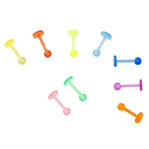 Colorful acrylic labret lip ring studs body piercing jewelry set for women and men.