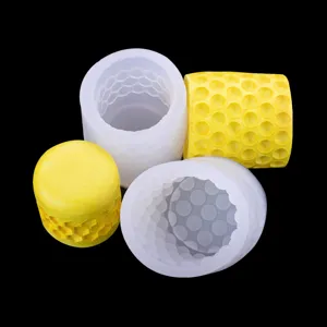 Cylindrical honeycomb scented candle silicone mold detail view for handmade DIY crafts.