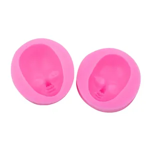 Pink silicone doll face mold set for clay sculpting, resin casting and craft DIY projects.
