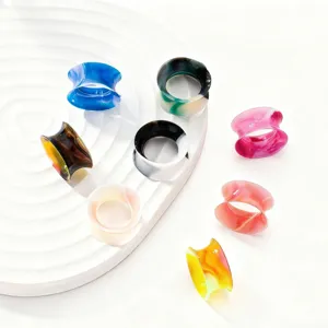 Colorful mixed dye ear expander plugs tunnels body piercing fashion jewelry set for daily wear.