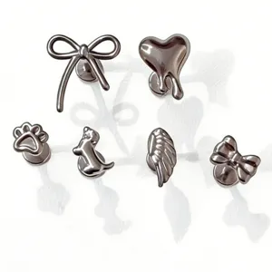 Set piercing labbro in titanio simpatico fiocco cuore ala gioielli corpo orecchino