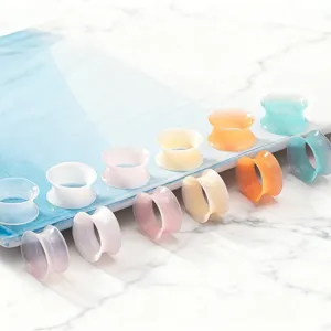 Silicone ear tunnels flesh plugs colorful stretchers piercing body jewelry detail view
