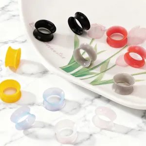 Silicone ear gauges tunnels stretchers colorful ear expander body piercing jewelry set