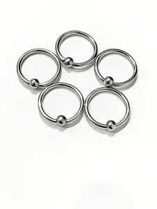 Joya de piercing de acero inoxidable con anillo de bola, vista detallada, set de 5