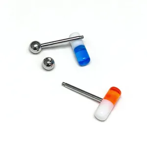 Gioiello per piercing lingua pillola acciaio inossidabile doppio colore moda