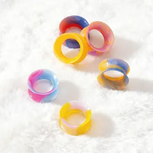colorful silicone ear plugs tunnels body piercing jewelry set flexible dual color