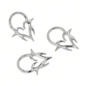 Titanio Espinas Corazón Body Piercing Anillo Gótico Punk Bisagra Nariz Anillo Cartílago Hélice Pendiente Joyería Para Hombres Mujeres
