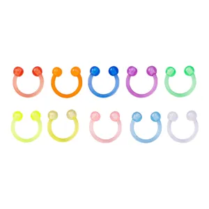 Lot de piercing fer a cheval en acrylique UV, bijoux de corps flexibles pour nez et oreille.