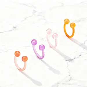 Anneau de Nez Fer à Cheval en Acrylique Lumineux Brillent Dans le Noir Septum Circular Barbell Piercing Bijoux de Corps Simple
