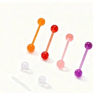 9Pcs Mixed Color Glow Tongue Barbell Set UV Acrylic Piercing Jewelry Body Accessories