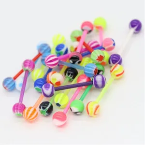 Colorful acrylic tongue rings set, fashion UV flexible barbell body piercing jewelry main view