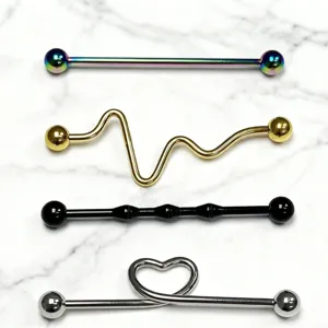 Punk Stainless Steel Industrial Barbell Body Jewelry Set for Ear Cartilage Piercing
