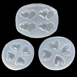 Moule en silicone transparent pour resine epoxy, pendentif de bijoux en forme de coeur.