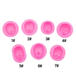 Stampo in Silicone per Viso di Bambino Q-Version per Argilla Polimerica Fondente Fai-da-Te Stampo per Viso di Bambola Rosa Trasparente
