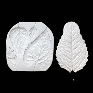 Simulation Leaf Vein Fondant Silicone Mold Set Rose Leaf Vein Texture Press Stamp Mold Cake Decorating Gumpaste Craft Mold