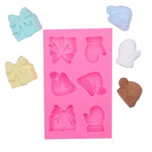 Silicone mold for Christmas fondant chocolate decoration gift box hat glove baking tool