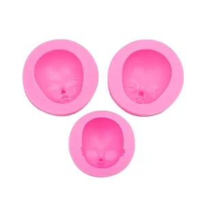 Set di stampi in silicone rosa per viso di bambola, pasta polimerica e progetti fai da te.