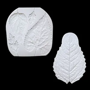 Silicone leaf mold fondant cake decorating tool 2pcs set for realistic leaf vein embossing craft.