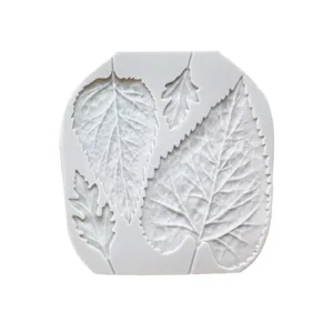 Silicone leaf mold for fondant cake decorating, realistic leaf veining texture, flexible tool.